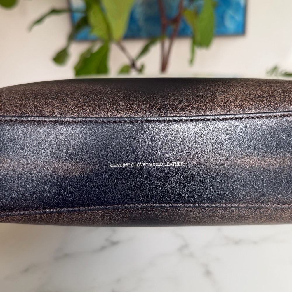 Coach Brooklyn Shoulder Bag 28 In Loved Leather Silver Black Brown CBH44 Ergo - Picture 9 of 16